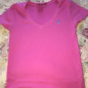 V-neck Polo Ralph Lauren pink T-shirt